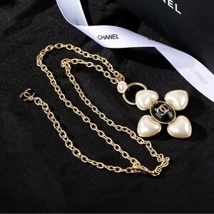 CHANEL Gold and Cream Floral Necklace